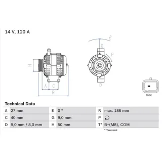 Bosch Lichtmaschine 120A Citroen Mini Peugeot 0986082570