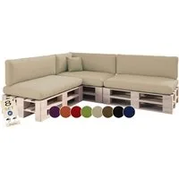 sunnypillow Palettenkissen Boston - Set Palettenauflage mit abnehmbarem Bezug, Indoor / Outdoor, 8er Set Sitzkissen + Rückenkissen
