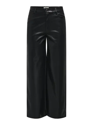 ONLY - ONLMADISON HW WIDE FAUX LEATHER PANT PNT Black - Gr. - 32