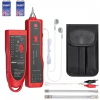 XERSEK Leitungsortungsgerät Multifunktional Kabeltester Kabelfinder Kabelsucher Werkzeug Set, Leitungssucher für Netzwerk und Telefoninstallation, LED Anzeige, inkl. 2x 9V Batterien, für RJ45 /RJ11/LAN