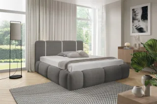 Polsterbett Schlafzimmerbett SPRINGS Komplettset 120x200cm in Stoff Lambi Grau