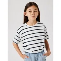 Name It T-Shirt NKFFUNION SS CROPPED BOXY TOP NOOS mit Kordelzug in der Taille