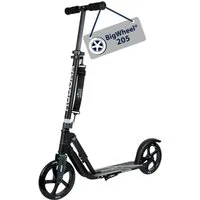 Hudora Cityroller BigWheel® 205 Tretroller - Höhenverstellbar & zusammenklappbar, (Kinder- & Erwachsenenroller für bis zu 100kg - Tretroller mit Ständer, Stabiler Aluminium-Roller), einklappbarer, höhenverstellbarer Kick-Scooter