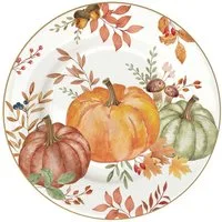EasyLife Frühstücksteller Harvest, Spülmaschinengeeignet, Mehrfarbig, Kürbis, Blätter + Karos, ⌀ 19cm