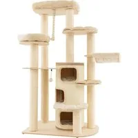 COSTWAY Kratzbaum Katzenbaum, 173cm deckenhoch, mit 3 Katzenhöhle