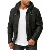 RedBridge Lederimitatjacke in Lederoptik mit Kapuzen-Einsatz und Stepp-Details Robust, strapazierfähig, langlebig