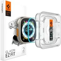 Spigen Displayschutzglas 2x Panzerglas für Apple Watch Ultra 3/2/1 Displayschutz Schutzglas für Apple Watch Ultra 3, 2x Displayschutz-Set, 2 Stück, 9H Hartglas, EZ Fit, Oleophobe, Beschichtung, Case Friendly