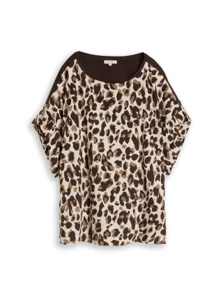 Tom Tailor - Plus Size - T-Shirt mit Leo-Print brown beige leo print - Gr. - 50