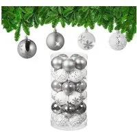 relaxdays Weihnachtsbaumkugel Weihnachtskugeln im 30er Set (30 St), silber