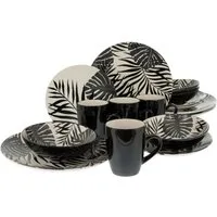 CreaTable Kombiservice Tropicana Black (16-tlg), 4 Personen, Steinzeug