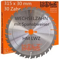 Holzboss® Sägeblatt HM-Kreissägeblatt 30xZahn LWZ 315x30mm mit Spanabweiser Rückschlagarm