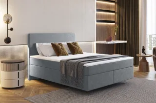 Boxspringbett Schlafzimmerbett ROCIO Nr.5 Delux 160x200cm in Stoff Grau