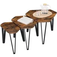 VASAGLE Beistelltisch, Couchtisch, Satztische, mit Metallbeinen, 3er Set