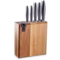 ECHTWERK Messerblock (6tlg), Küchenmesser-Set aus Akazienholz, Inkl. Integriertem Messerschärfer