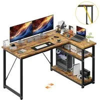 GUNJI Eckschreibtisch Eckschreibtisch Umkehrbarer L-förmiger Computer schreibtisch mit Hutch (Maße: 1 m/1,2 m/1,4 m/1,6 m, Schreibtisch mit verstellbaren Einlegeböden)