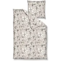 Nanette Bettwäsche Baumwolle, Renforcé, 2 teilig, Blumen und Blätter, beige