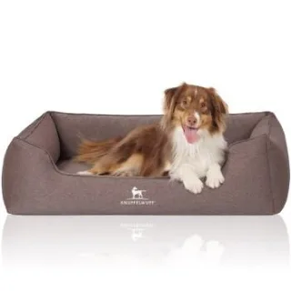 Knuffelwuff Orthopädisches Hundebett Leano aus Velours mit Handwebcharakter braun XXL