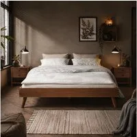 IDIMEX Futonbett KARRI, modernes Massivholzbett 140x190cm Kastanien farben