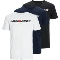 Jack & Jones Rundhalsshirt JJECORP im 3er Pack mit Print und Rundhalsausschnitt (Packung, 3-tlg., 3er-Pack) unifarben, modisch, regular fit, Baumwolle, Rundhals