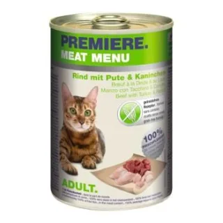 PREMIERE Meat Menu Nassfutter Katze Adult Rind, Pute und Kaninchen 12x400 g