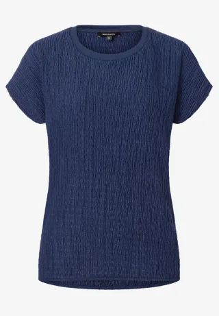MORE & MORE - T-Shirt aus Struktur-Jersey blau - Gr. - 36