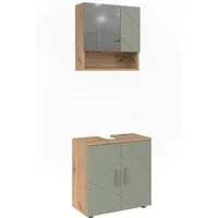 Vicco Badmöbel-Set Irma, Salbeigrün/Artisan, 2 Teile, (2-St., 2er Set)