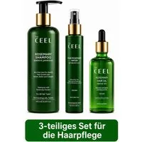 THE CEEL Haarpflege-Set Rosmarin Haarpflege-Set – Shampoo, Rosmarinwasser & Rosmarinöl, 3-tlg., Ideal für die tägliche Haarpflege und ein gepflegtes Erscheinungsbild.