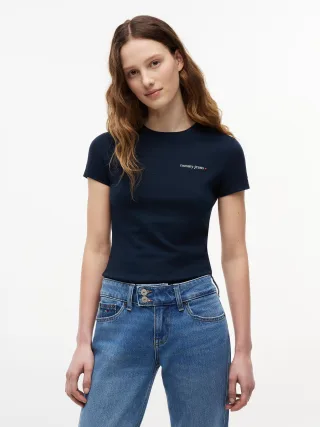 Tommy Jeans (PVH Group) - TJW SLIM ESS LOGO 1 SS TEE EXT Dark Night Navy - Gr. - XS