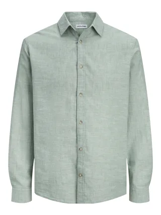 JACK&JONES - JJESUMMER LINEN BLEND SHIRT L/S SN Granite Green - Gr. - XL