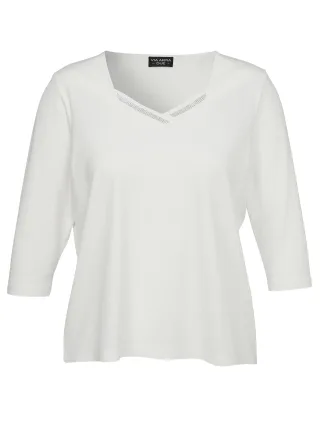 VIA APPIA DUE - T-Shirt Karree 3/4 Arm Schmuck ecru - Gr. - 48