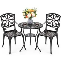 Avestar Balkonset 3-tlg. Terrassenset aus Gussaluminium mit 4,5 cm Schirmloch, Rostschutzbeschichtung, ergonomisch, ideal für den Garten.