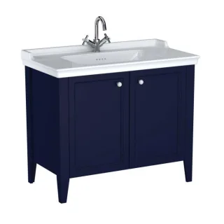 VitrA Valarte Waschtisch-Möbel-Set 65767 99,5x53x88cm, 2 Türen, Korpus stahlblau/Waschtisch weiß hochglanz