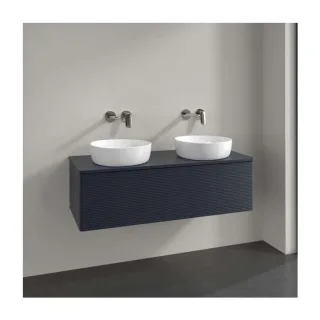 Villeroy und Boch Antao Waschtisch-Unterschrank L35150HG 120x36x50cm, Hahnloch, Waschbeckenplattenfarbe Lack, midnight blue matt lacquer