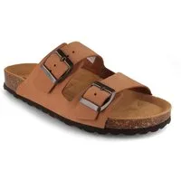 Tuffeln Leder-Sandalen 'Föhr' mit Korkfußbett Zweischnaller Pantolette Hausschuh mit weichem Tieffussbett