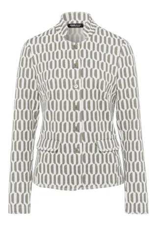 FRANK WALDER - Jerseyblazer FLOWER HARMONY im graphischen Dessin ecru/salbei - Gr. - 46