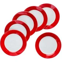 MamboCat Frühstücksteller 6er Set Variant Rot Kuchenteller bunte Frühstücks-Teller Dessert