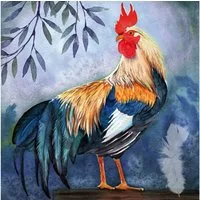 ti-flair Papierserviette, Servietten Papier 33x33cm 3-lagig Hahn Motiv 20 Stück Blau / Bunt