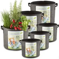 Zooprinz Pflanzkübel Pflanzsack Pflanztaschen 3er & 6er Sets 30 Liter 60 Liter (6 St), 260 g/m² Vliesstoff, Wasserabfluss, UV- und witterungsbeständig