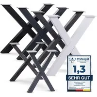 HOLZBRINK Tischbein Tischbeine Metall Rohstahl mit Klarlack X-form, Tischkufen/Tischgestell für Couchtisch 1 Stück Möbelfüße 30x43 cm