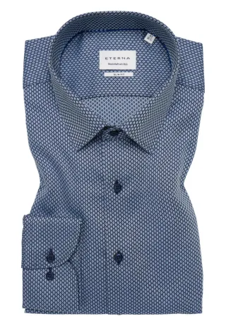 ETERNA - Slim Fit: Hemd in Dobbydesign blau - Gr. - 40