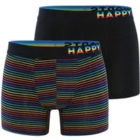 HAPPY SHORTS Retro Pants 2-Pack Trunks Rainbow Stripes