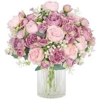 Kunstblumenstrauß Künstliche Pfingstrosen Blumenstrauß für Hochzeit Seidenblumen, FELIXLEO