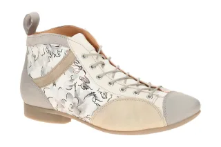 Think 000618 GUAD 2 Stiefeletten Grau Bianco/Kombi Glattleder Velourled Mix