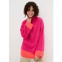 bonprix Strickpullover mit Stehkragen, Oversized Passform, weite Ärmel, Colorblocking