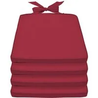 Beautissu Stuhlkissen 4er Set Stuhlkissen Pia, 40x45cm, Rot, Sitzkissen Gartenstuhlkissen, Sitzpolster für Rattanstühle, Outdoor