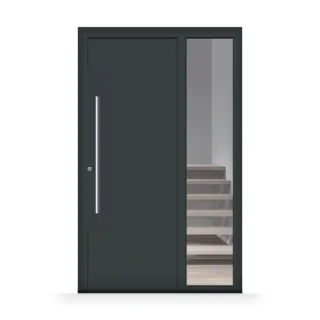 Haustür mit Seitenteil rechts, Aluminium, Anthrazitgrau RAL 7016, 1050 x 1700 mm, Modell Berlin, individuell konfigurieren