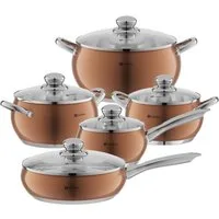 Scheffler Topf-Set 10tlg Edelstahl Topfsets für alle Herdarten, Edelstahl (3,38/2,0/2,8/4,0/6,7 Liter, für alle Herdarten), Induktion, robust und hochwertig