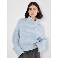 Apricot Rollkragenpullover Strickpullover mit breiten Rippbündchen