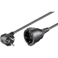 Netzkabel Verlängerung, 3m, Verlängerungskabel schwarz, Schutzkontakt-Stecker