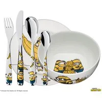 WMF Kindergeschirr-Set Minions (6-tlg), 1 Personen, Cromargan® Edelstahl Rostfrei 18/10, Porzellan, ab 3 Jahren, hygienisch, säurefest